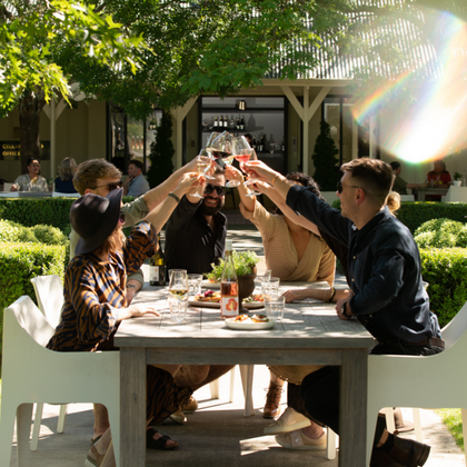 Visitors to our Palliser Cellar Door toasting with a glass of Palliser wine Visitors to our Palliser Cellar Door toasting with a glass of Palliser wine