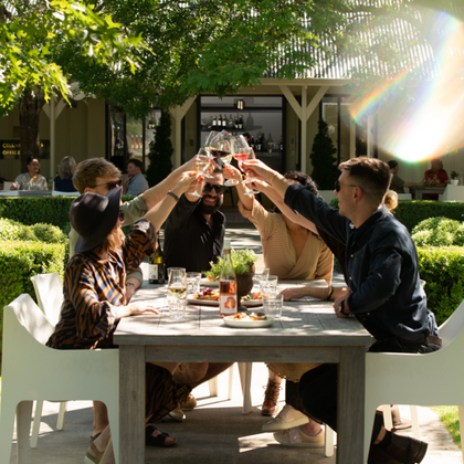 Visitors to our Palliser Cellar Door toasting with a glass of Palliser wine